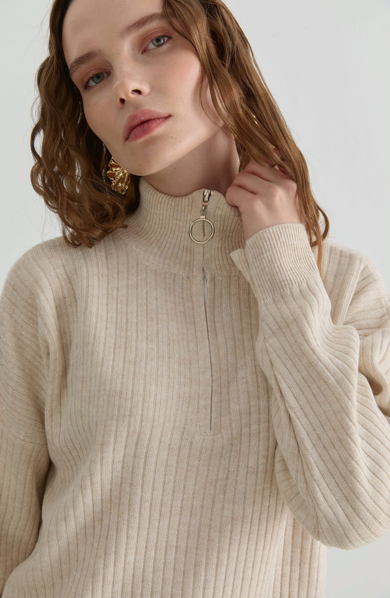 Fermuarlı Fitilli Taş Triko İkili Takım - Fatma Atasoy