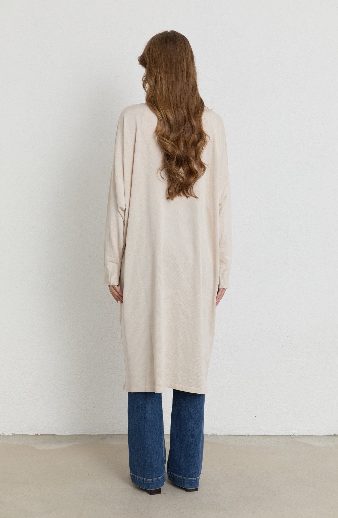 Fermuarlı Taş Maksi Merserize Triko Tunik - Fatma Atasoy