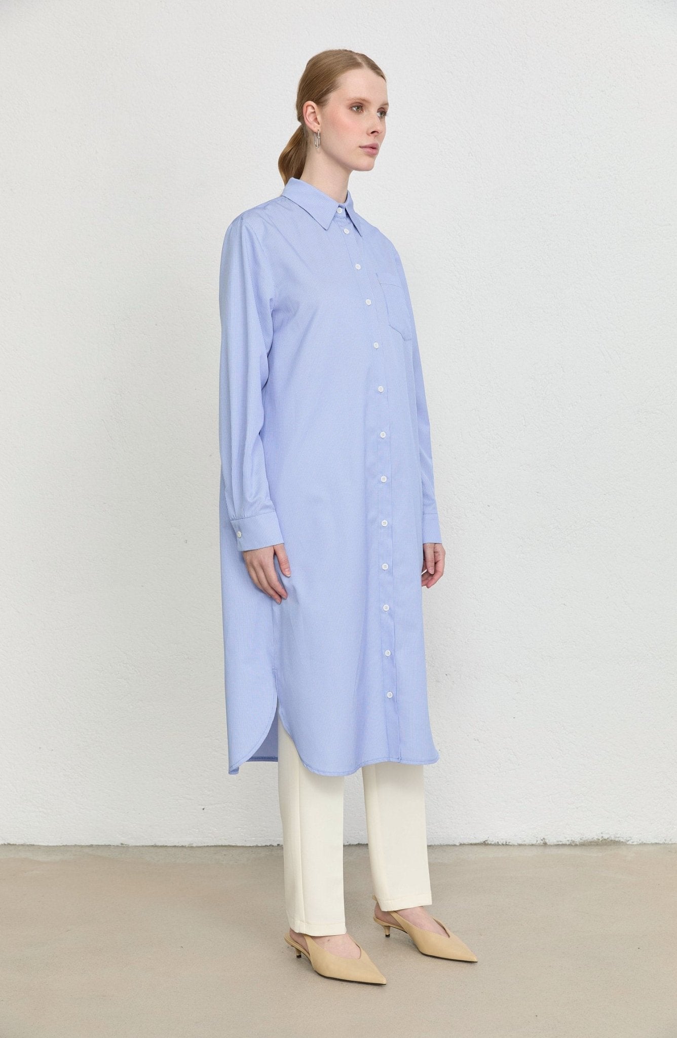 Fit Dad Bebe Mavi Çizgili Maksi Gömlek Tunik - Fatma Atasoy