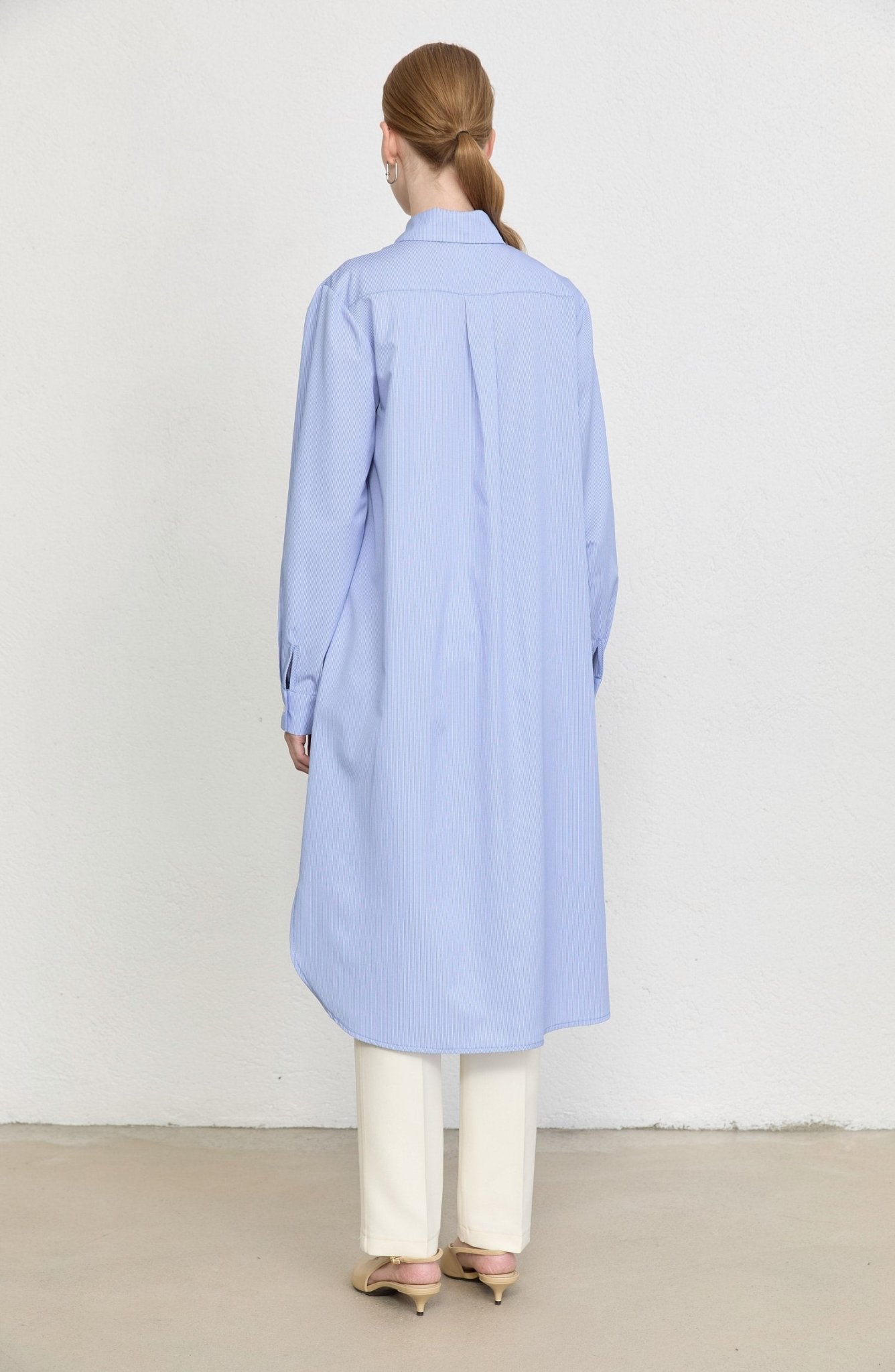 Fit Dad Bebe Mavi Çizgili Maksi Gömlek Tunik - Fatma Atasoy