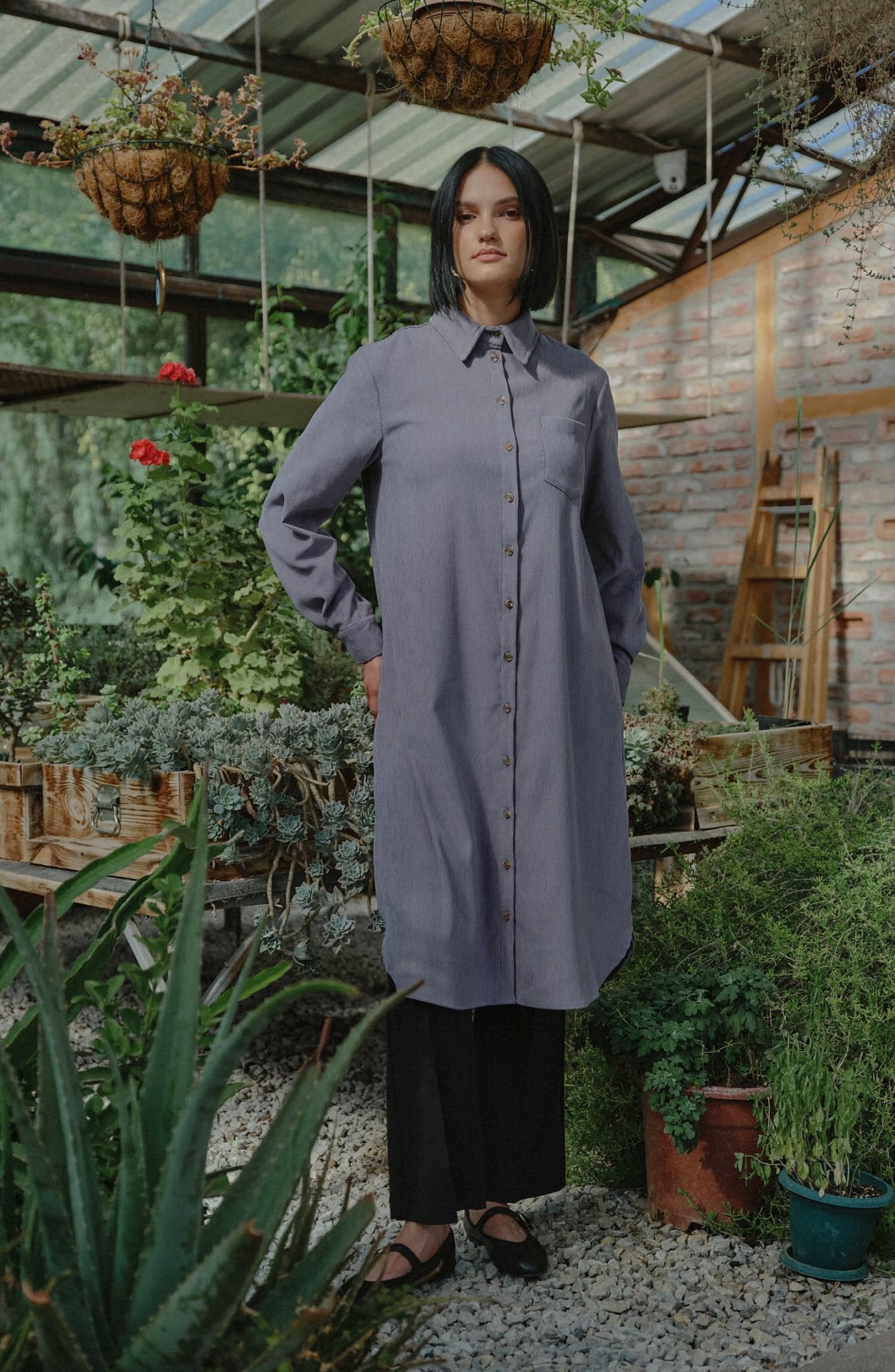 Fit Dad Gri Kadife Gömlek Ceket - Fatma Atasoy