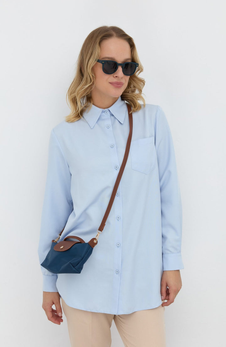 Fit Dad Midi Bebe Mavi Gömlek - Fatma Atasoy