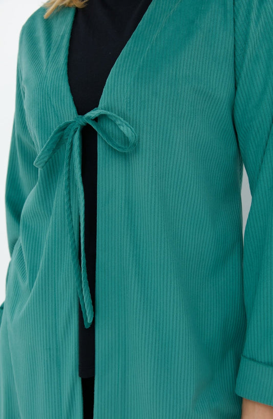 Fitilli Kadife Bağlamalı Mint Kimono - Fatma Atasoy