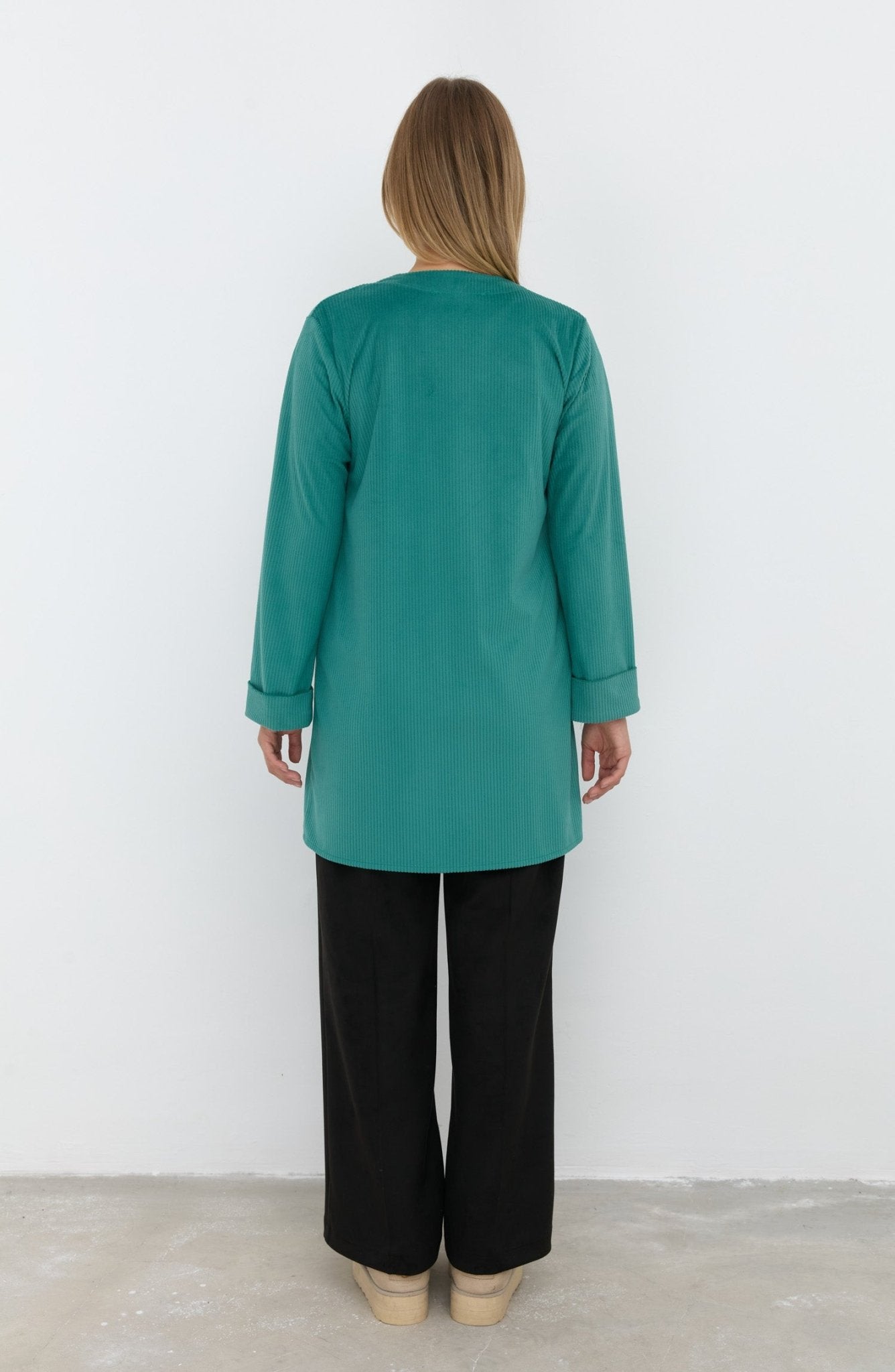 Fitilli Kadife Bağlamalı Mint Kimono - Fatma Atasoy