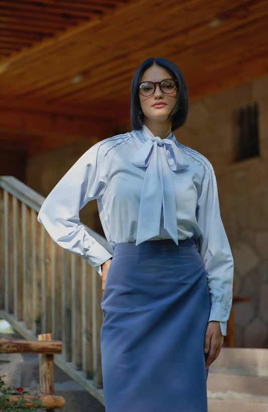 Fiyonklu Bebe Mavi Midi Gömlek - Fatma Atasoy