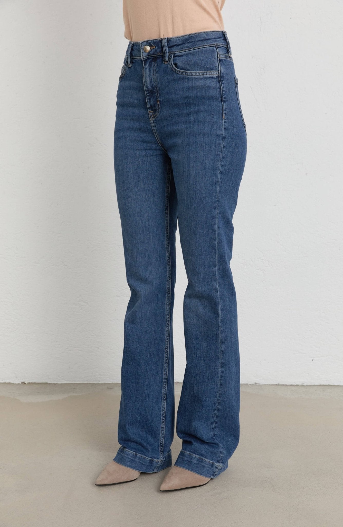 Flare Koyu Mavi Denim Pantolon - Fatma Atasoy