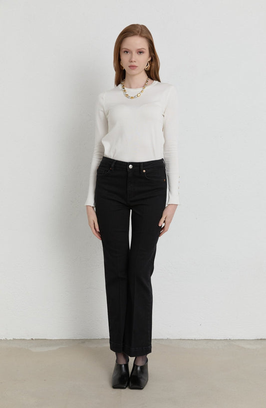 Flare Siyah Denim Pantolon - Fatma Atasoy