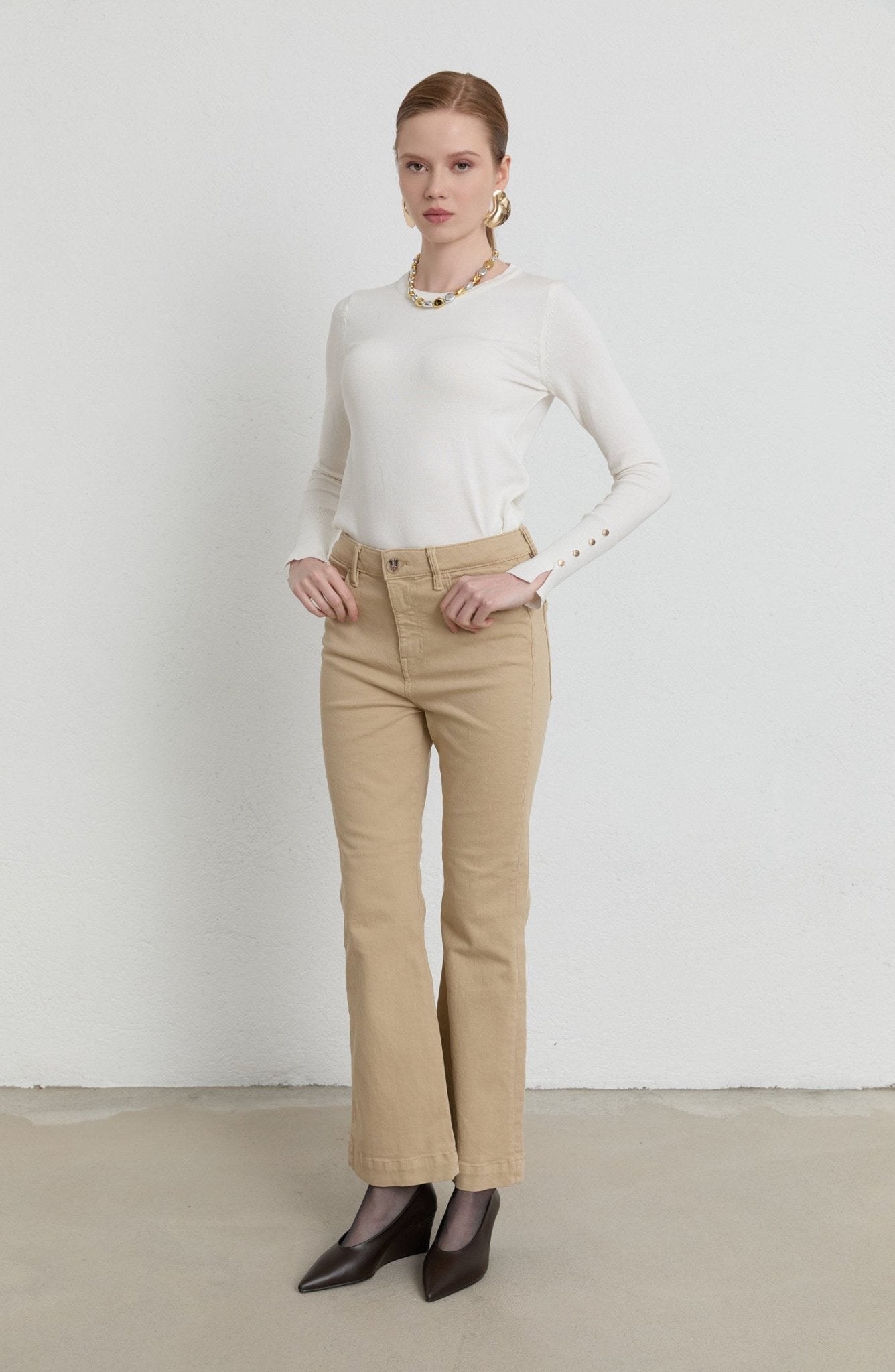 Flare Taş Denim Pantolon - Fatma Atasoy