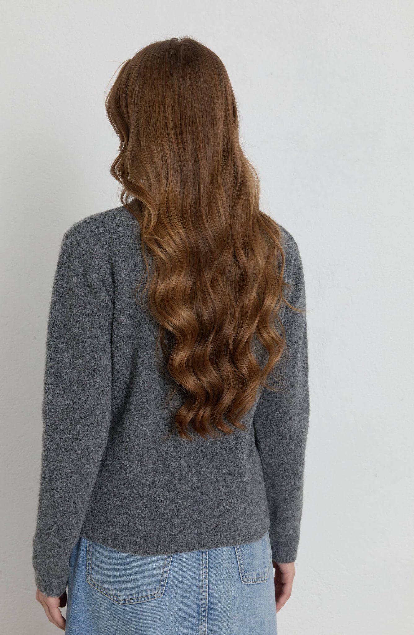 Fularlı Antrasit Basic Yumoş Triko Kazak - Fatma Atasoy