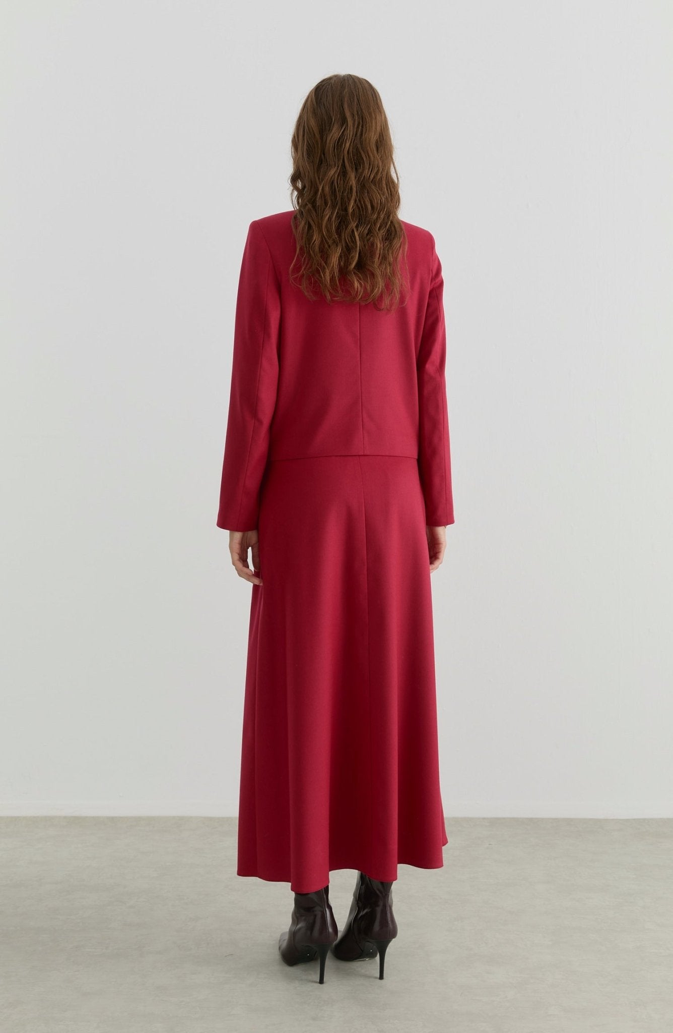 Gabardin Bordo Ceket Etek Takım - Fatma Atasoy