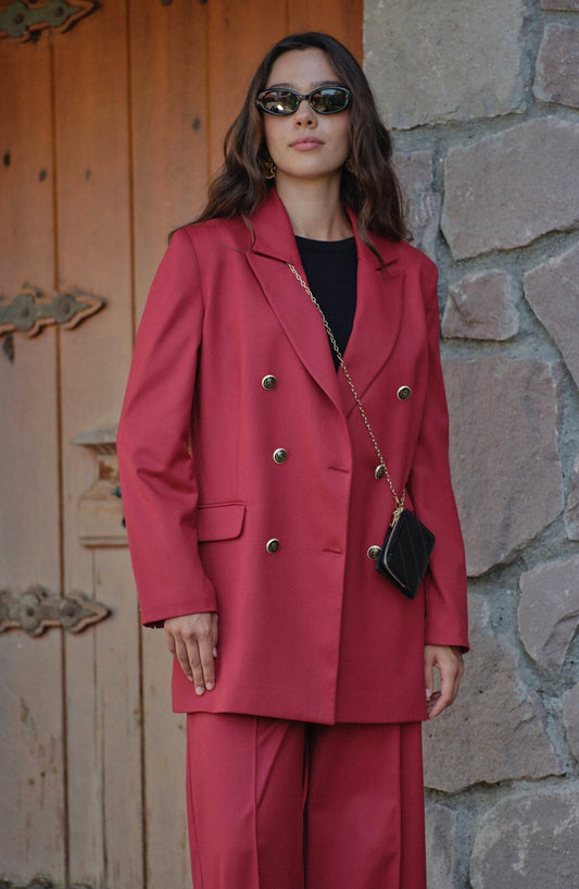Gabardin Bordo Dad Ceket - Fatma Atasoy