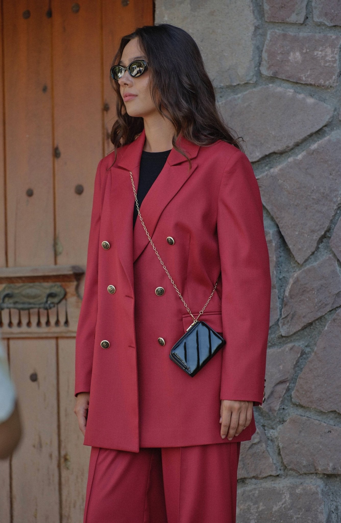 Gabardin Bordo Dad Ceket - Fatma Atasoy