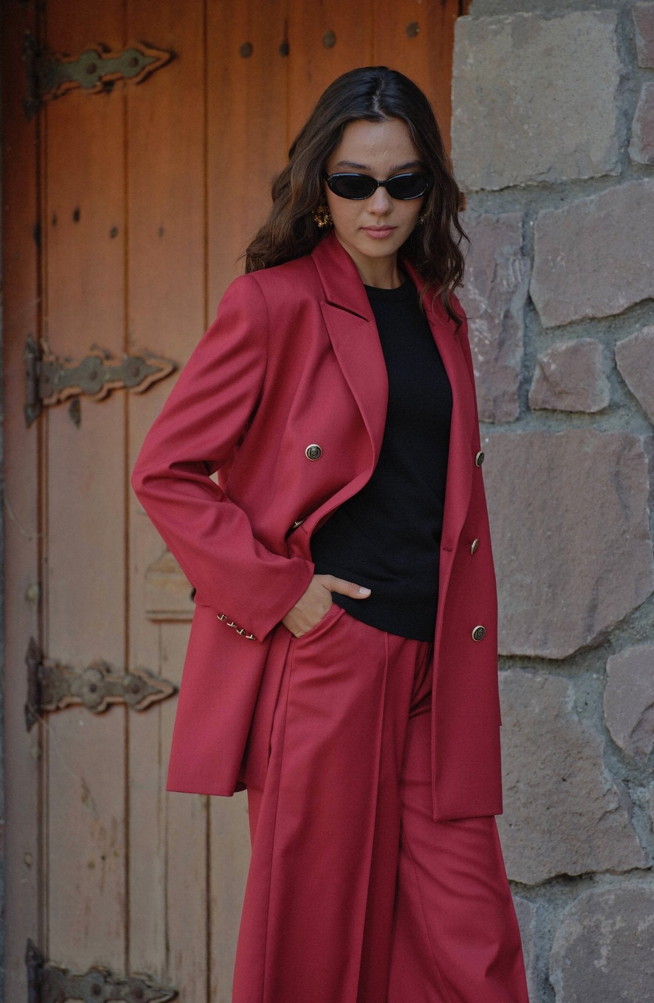 Gabardin Bordo Dad Ceket - Fatma Atasoy