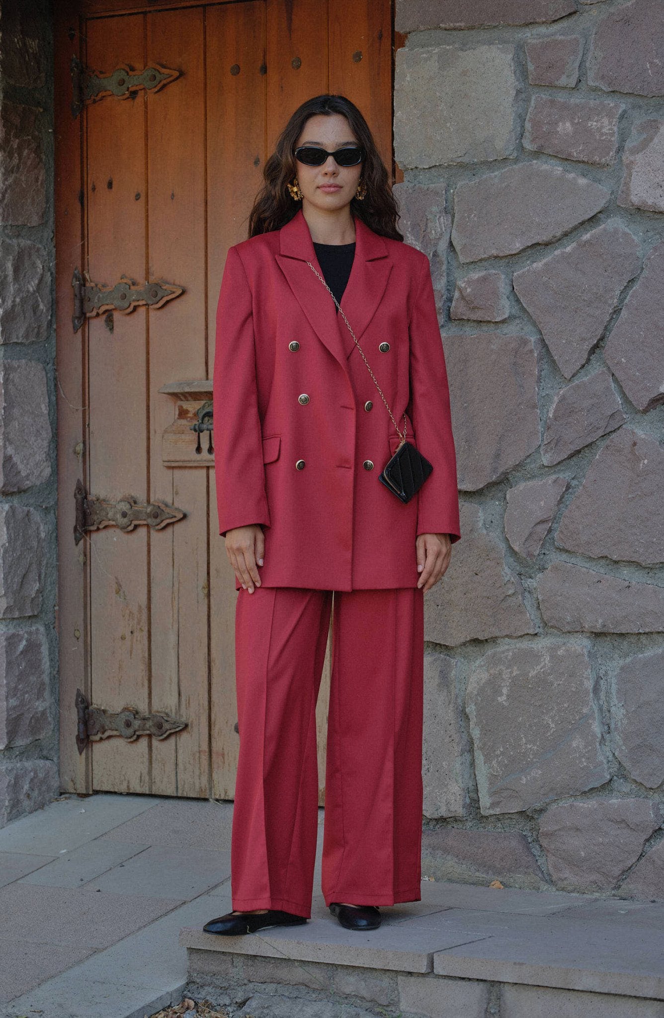 Gabardin Bordo Dad Ceket - Fatma Atasoy