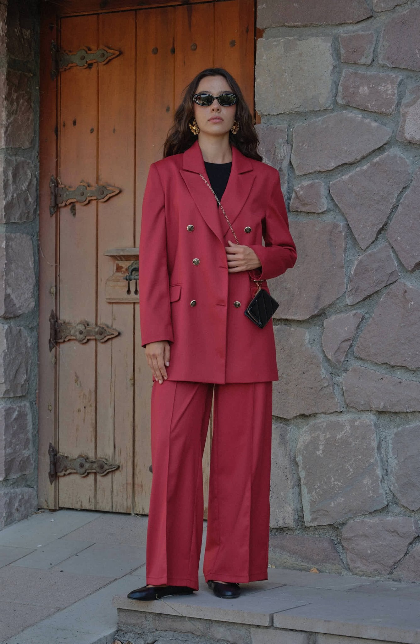 Gabardin Bordo Dad Ceket - Fatma Atasoy