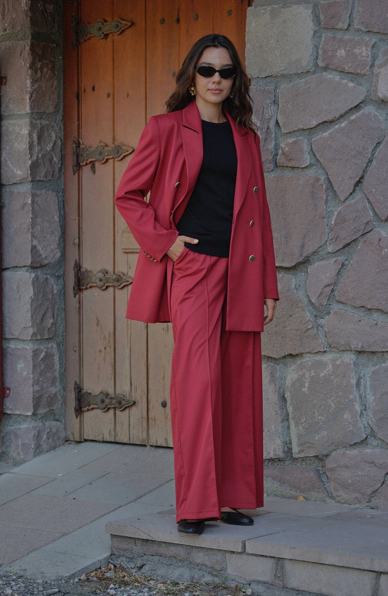 Gabardin Bordo Dad Ceket - Fatma Atasoy