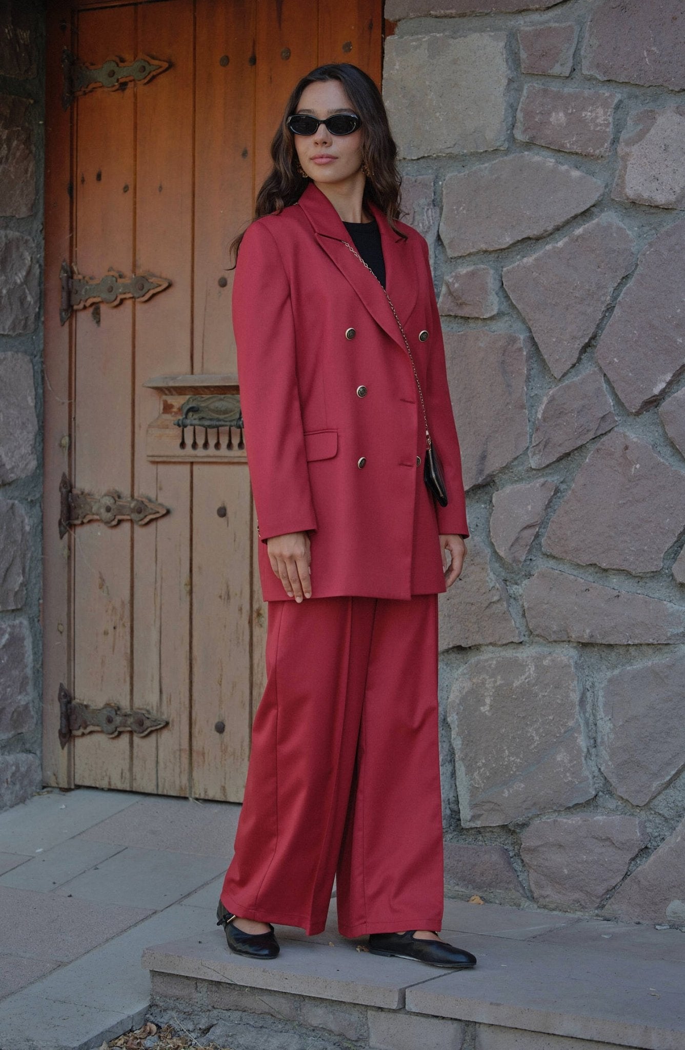 Gabardin Bordo Dad Ceket - Fatma Atasoy