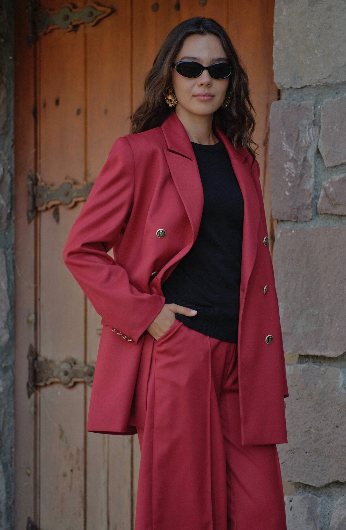 Gabardin Bordo Dad Ceket - Fatma Atasoy