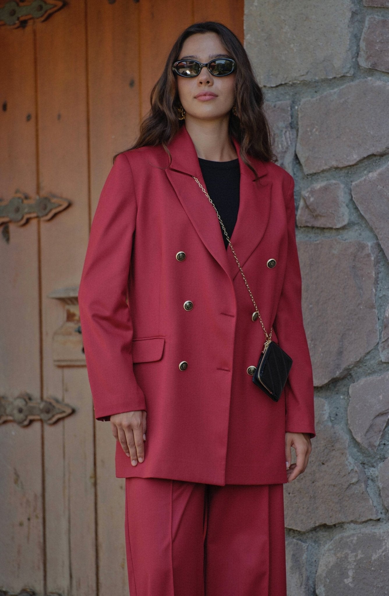 Gabardin Bordo Dad Ceket - Fatma Atasoy