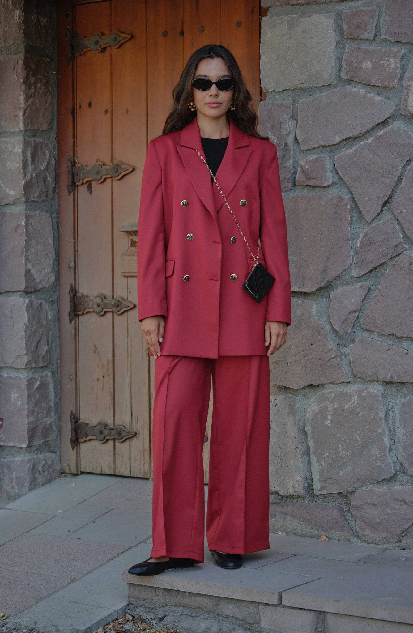Gabardin Bordo Dad Ceket - Fatma Atasoy