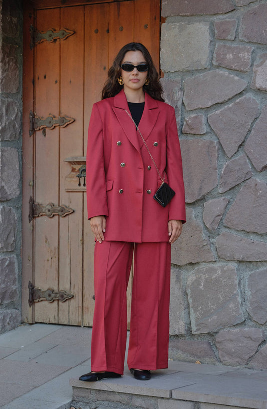 Gabardin Bordo Dad Ceket - Fatma Atasoy