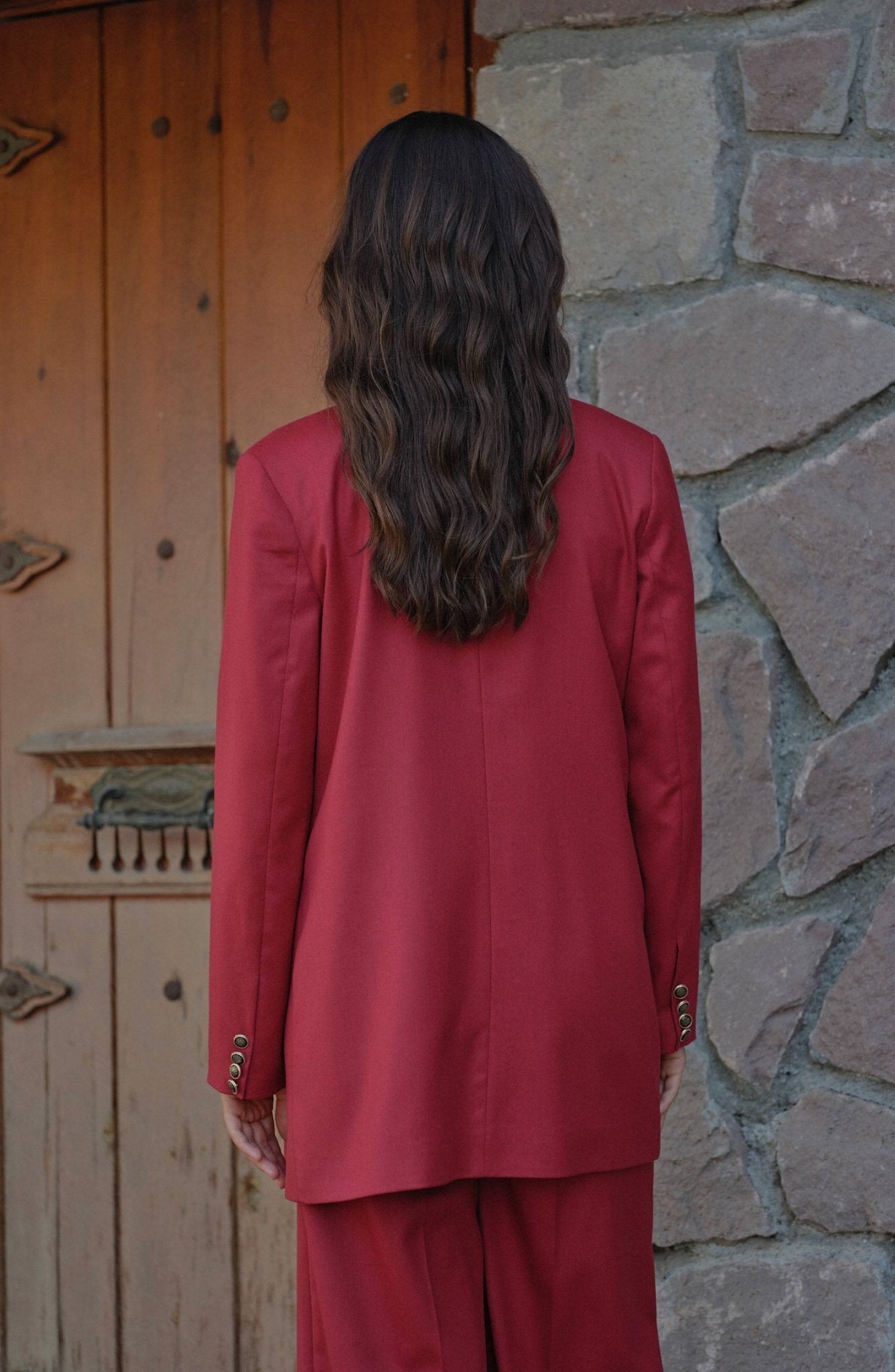 Gabardin Bordo Dad Ceket - Fatma Atasoy