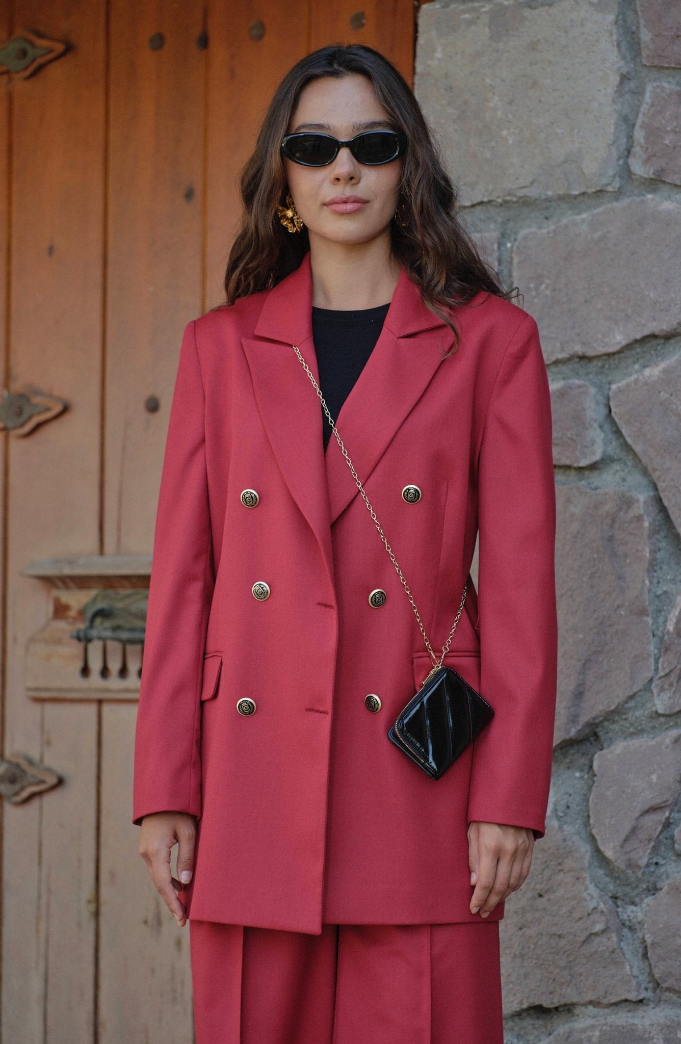 Gabardin Bordo Dad Ceket - Fatma Atasoy