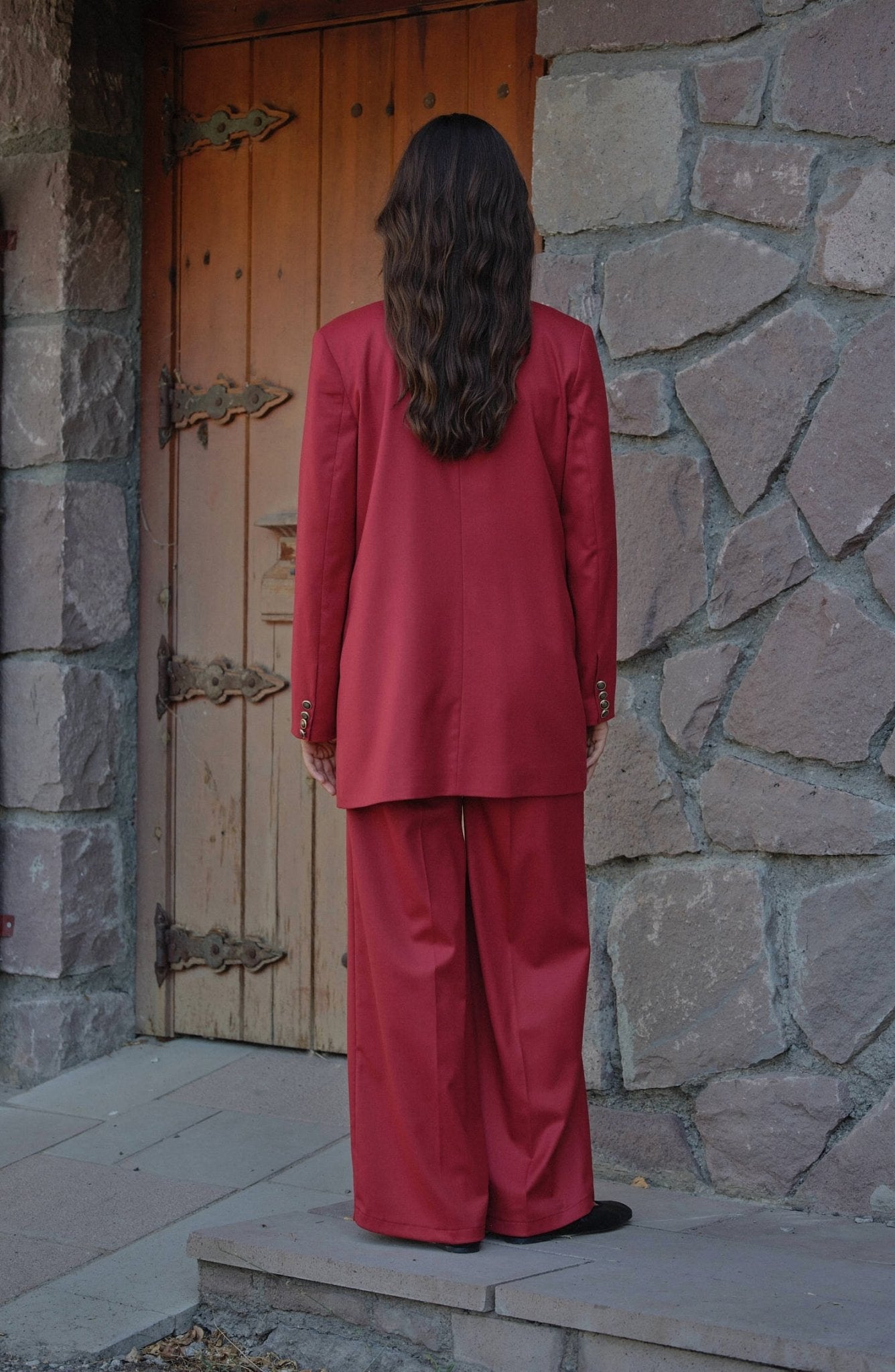 Gabardin Bordo Dad Ceket - Fatma Atasoy