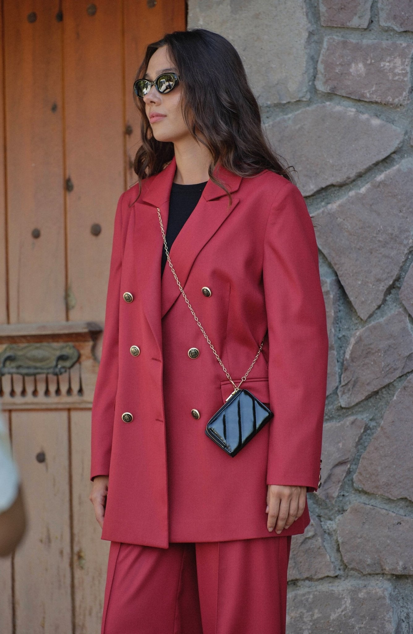 Gabardin Bordo Dad Ceket - Fatma Atasoy