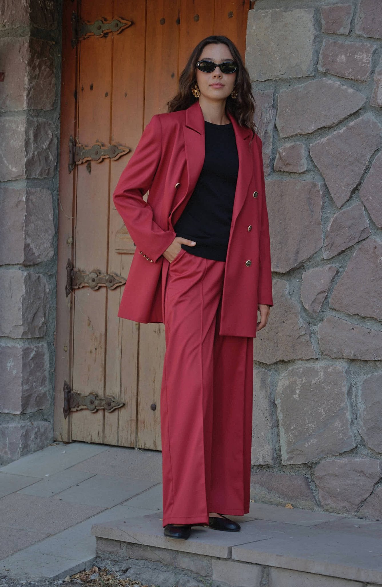 Gabardin Bordo Dad Ceket - Fatma Atasoy
