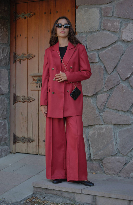 Gabardin Bordo Dad Ceket - Fatma Atasoy