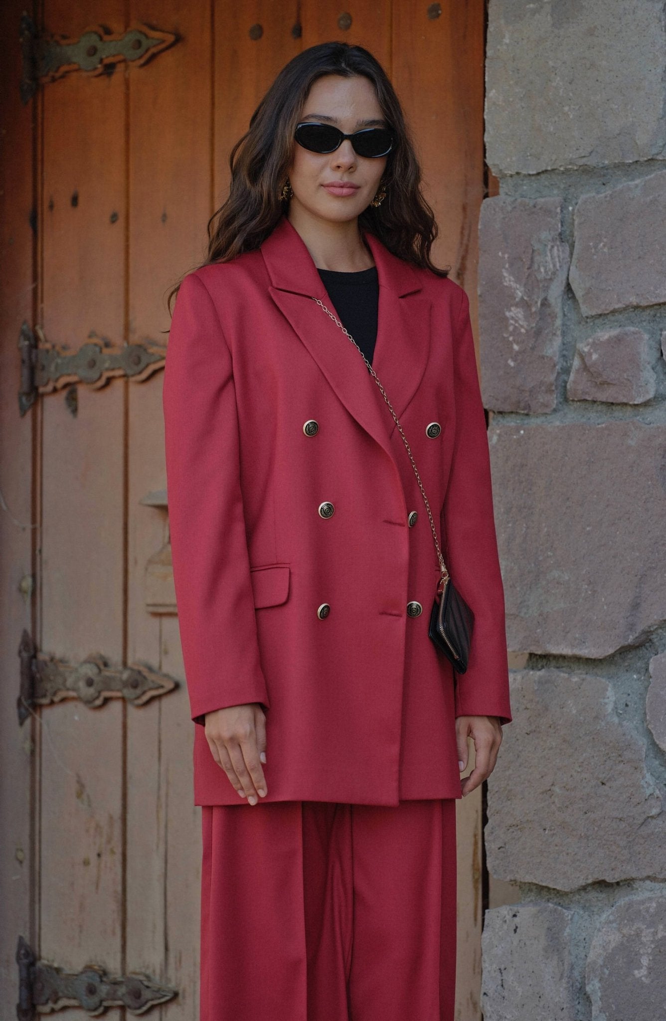 Gabardin Bordo Dad Ceket - Fatma Atasoy