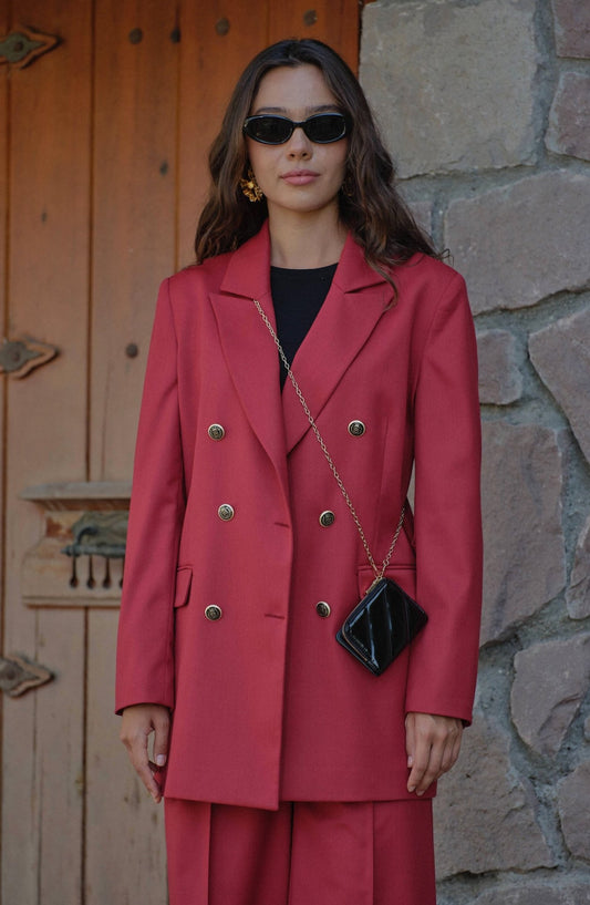 Gabardin Bordo Dad Ceket - Fatma Atasoy
