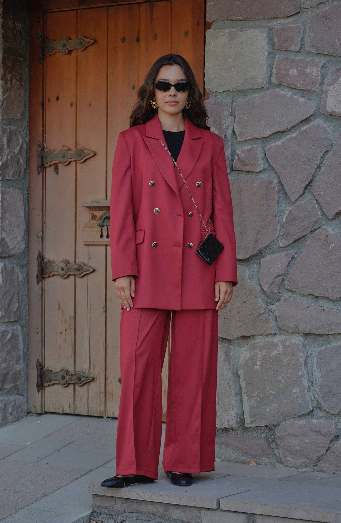 Gabardin Bordo Dad Ceket - Fatma Atasoy
