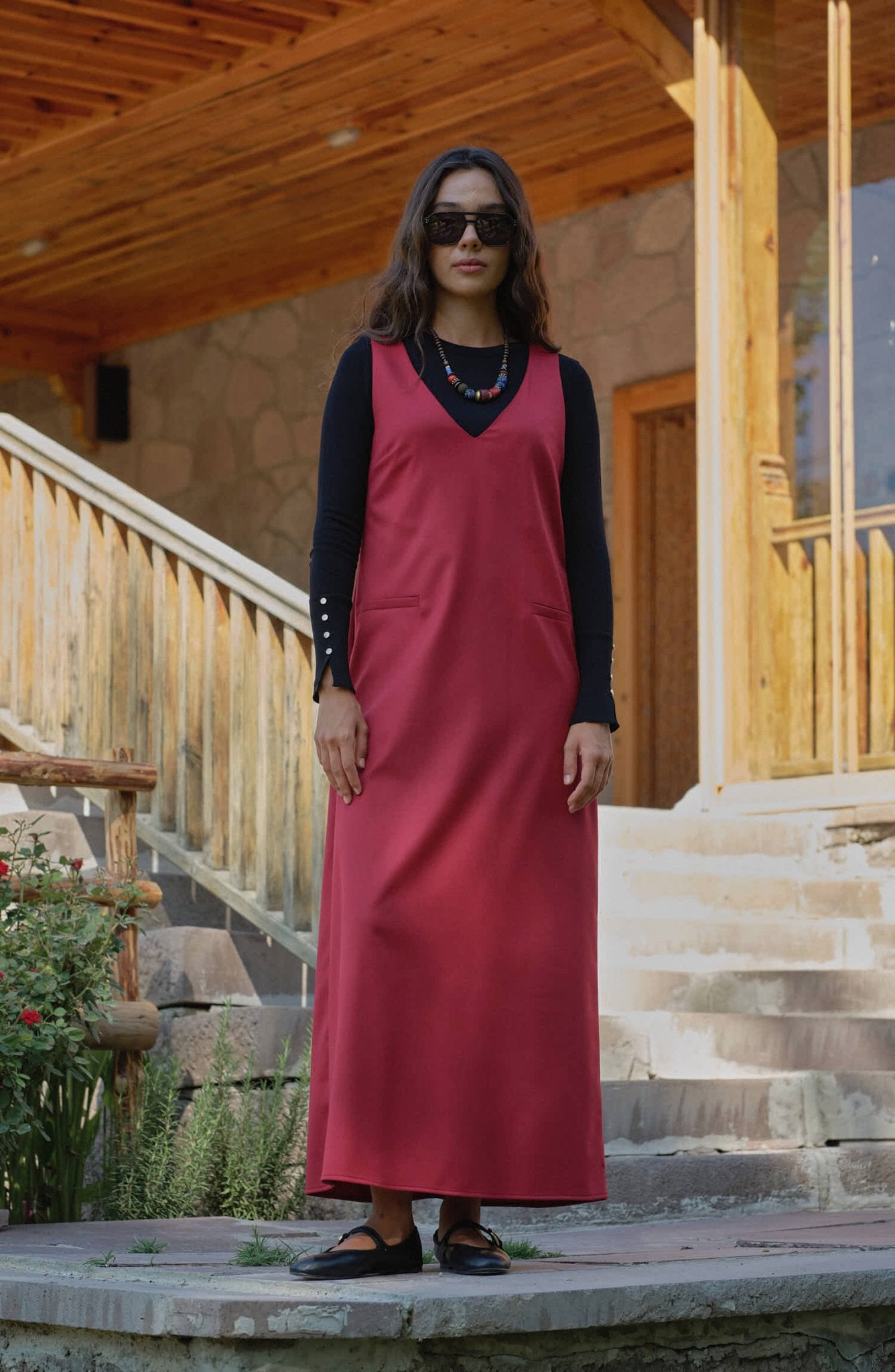 Gabardin Bordo Jile - Fatma Atasoy