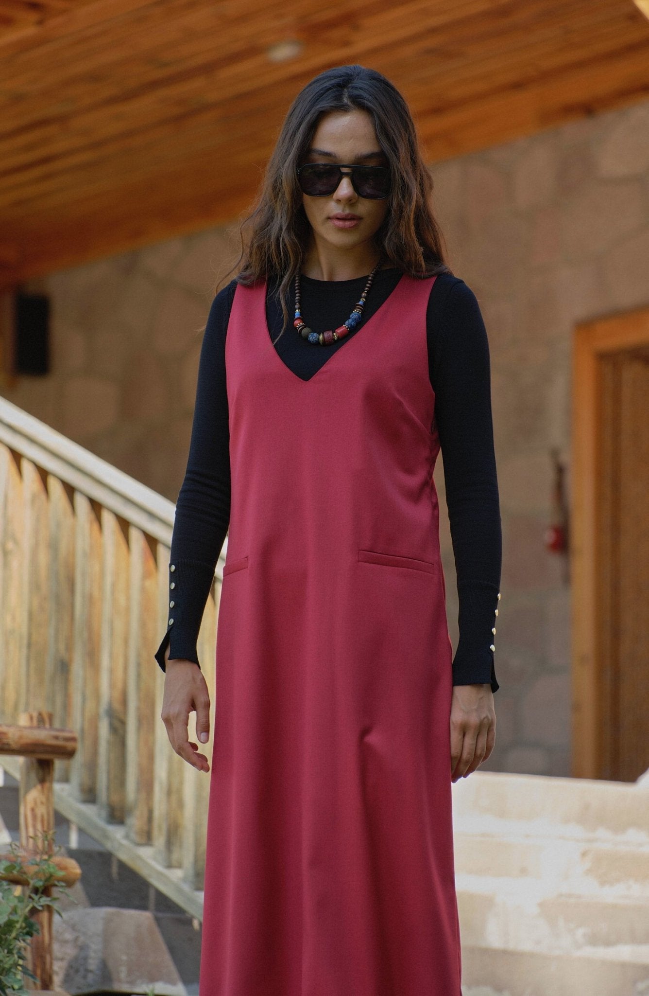 Gabardin Bordo Jile - Fatma Atasoy