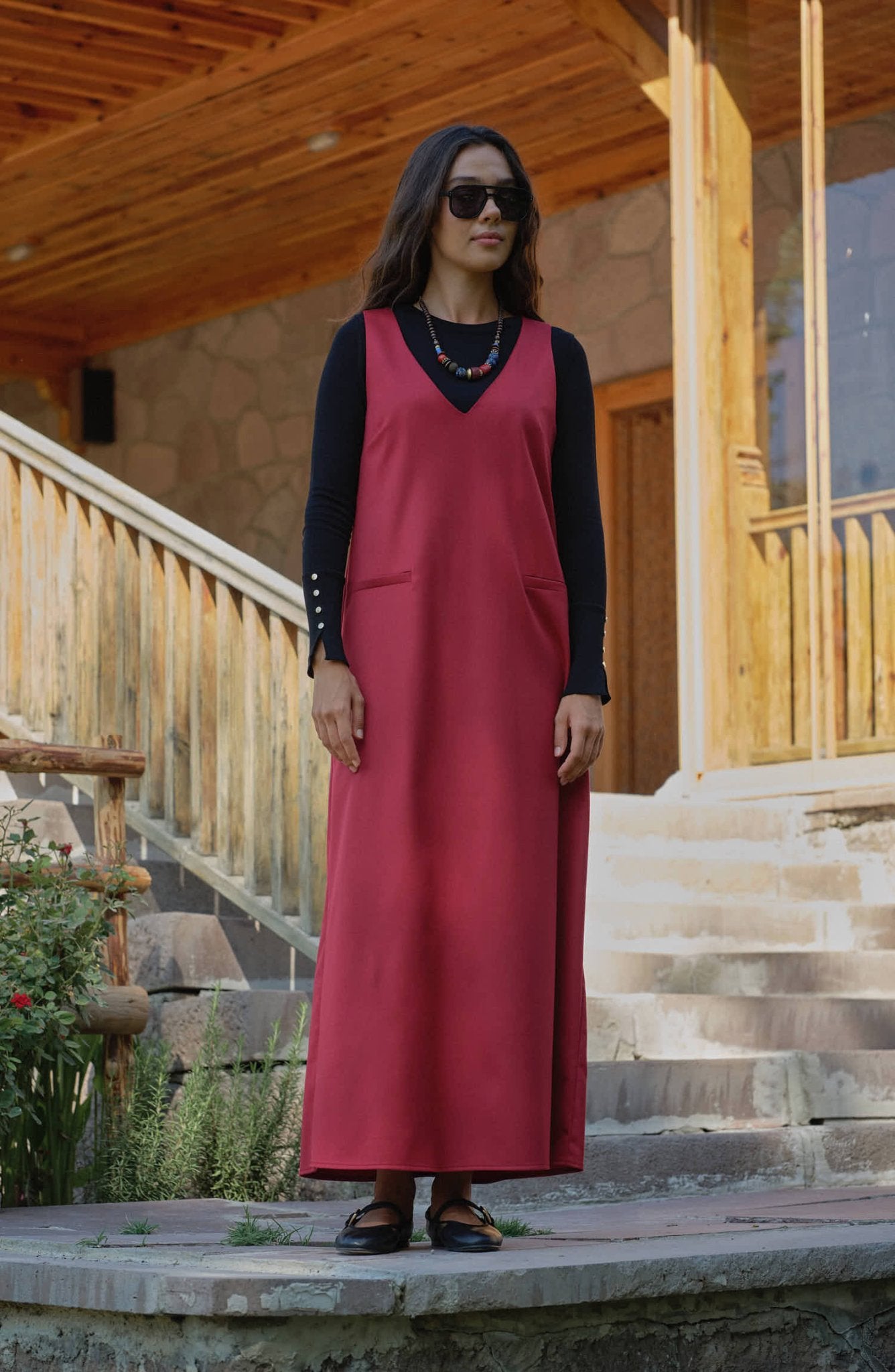 Gabardin Bordo Jile - Fatma Atasoy