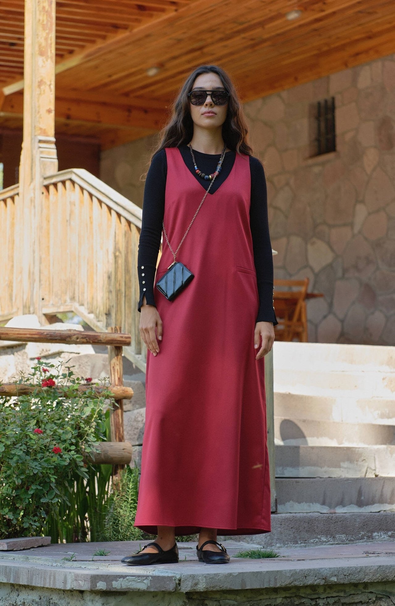 Gabardin Bordo Jile - Fatma Atasoy