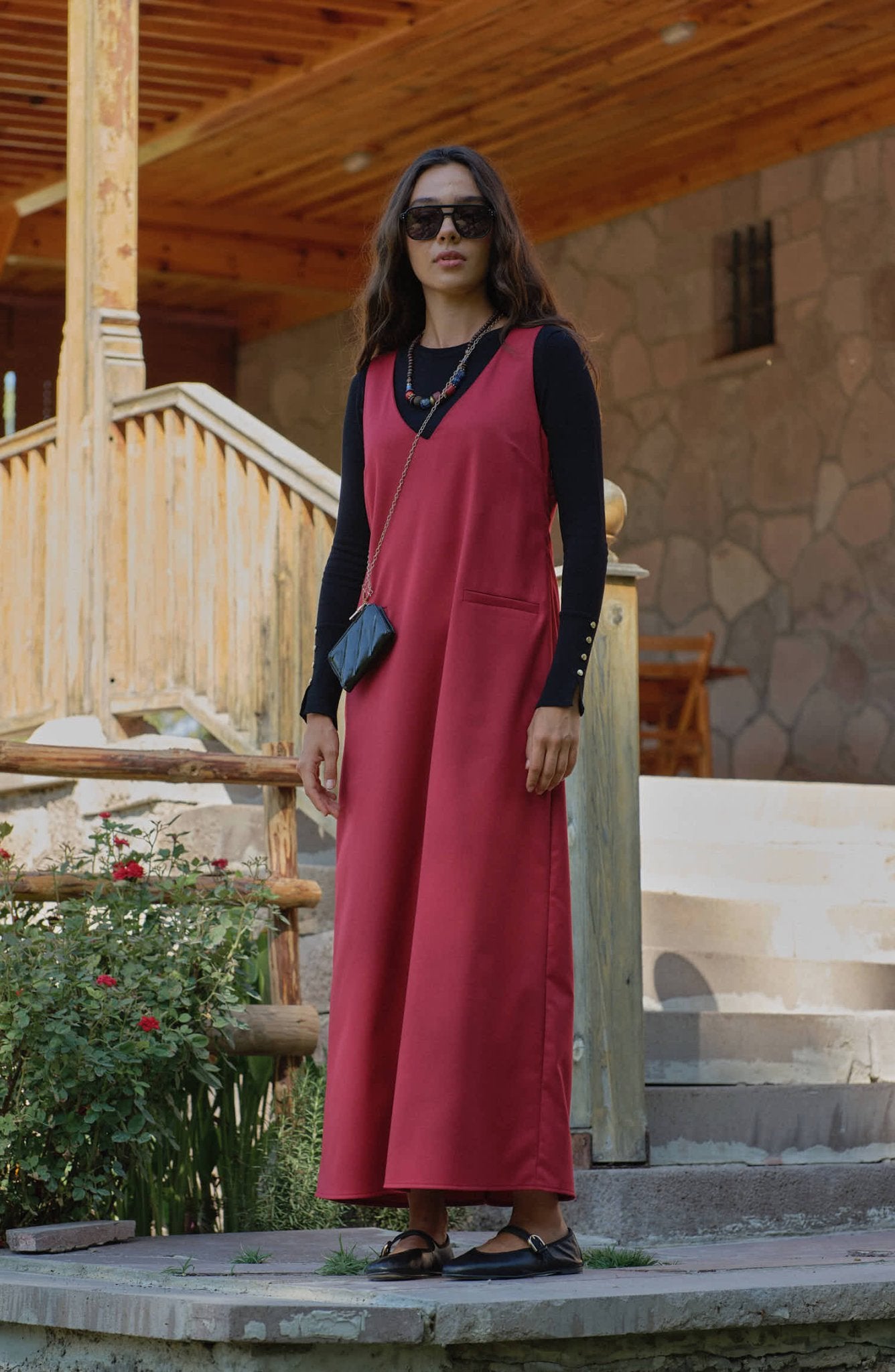Gabardin Bordo Jile - Fatma Atasoy