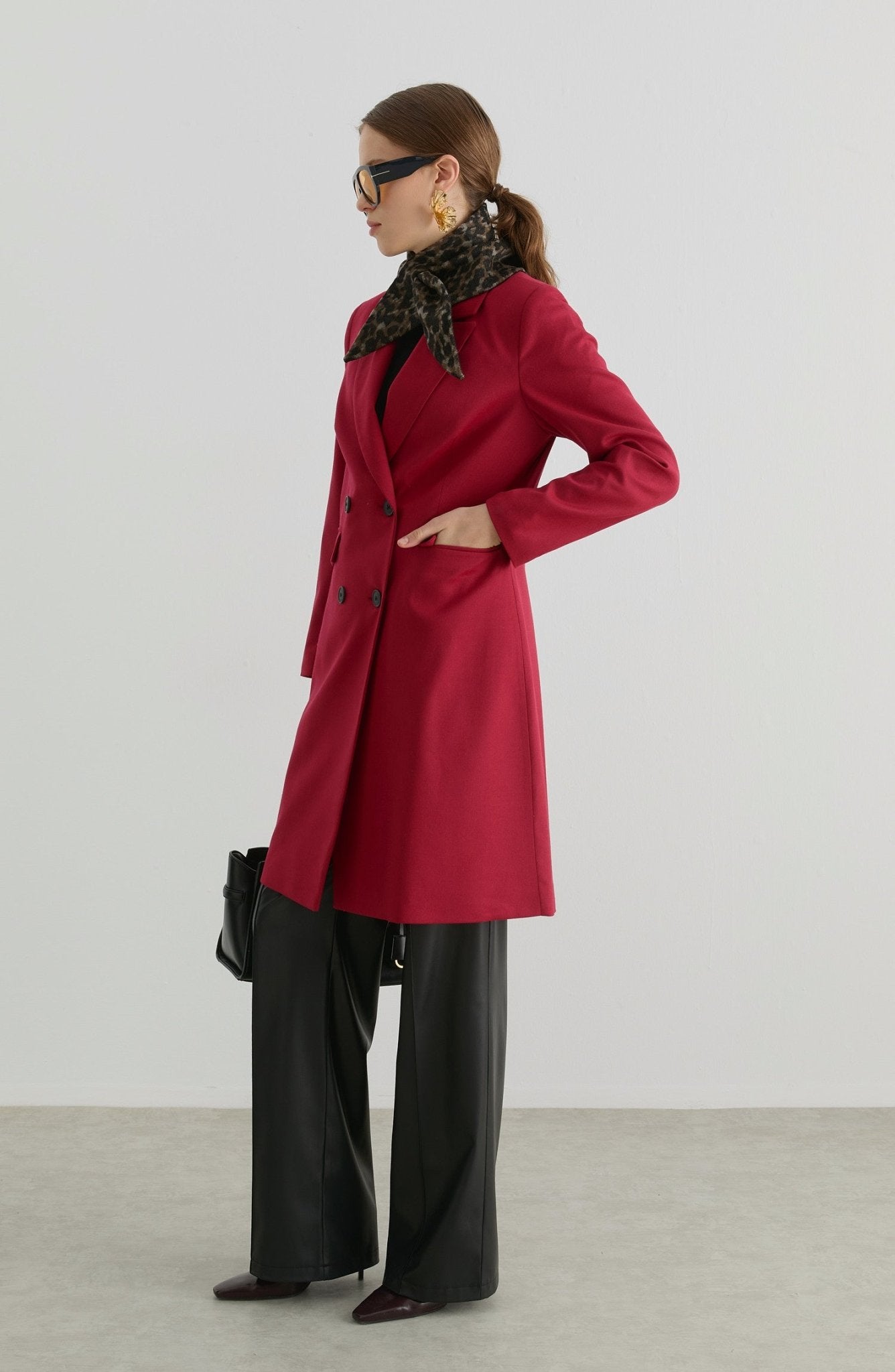 Gabardin Bordo Palazzo Ceket - Fatma Atasoy