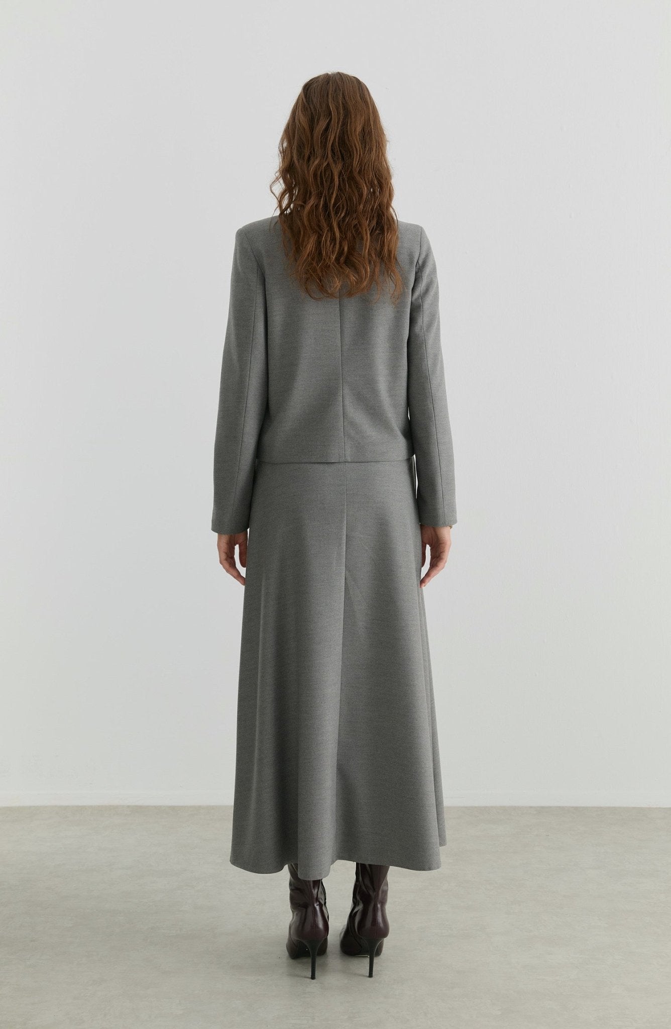 Gabardin Gri Ceket Etek Takım - Fatma Atasoy