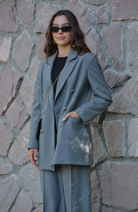 Gabardin Gri Dad Ceket - Fatma Atasoy