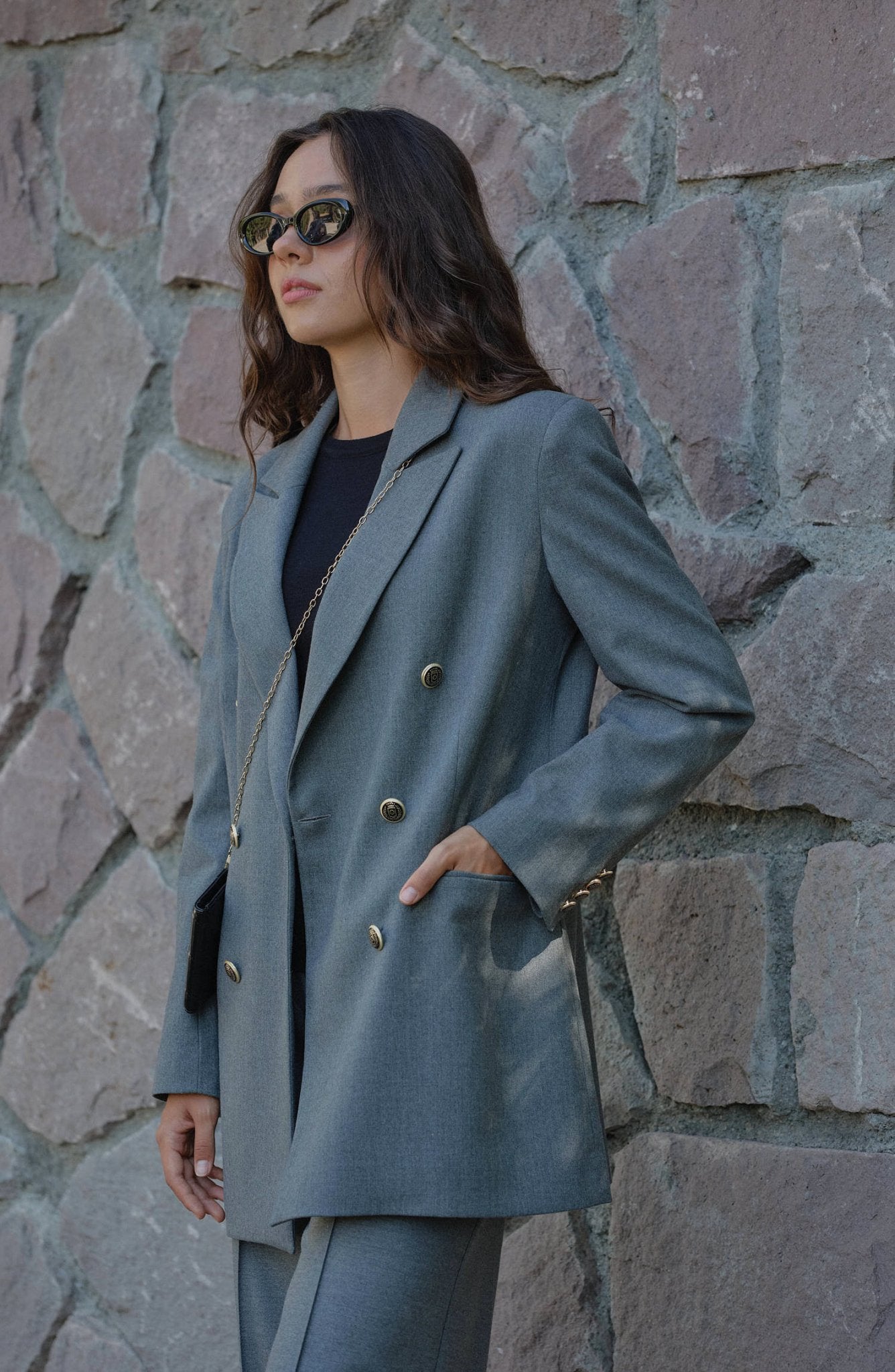 Gabardin Gri Dad Ceket - Fatma Atasoy