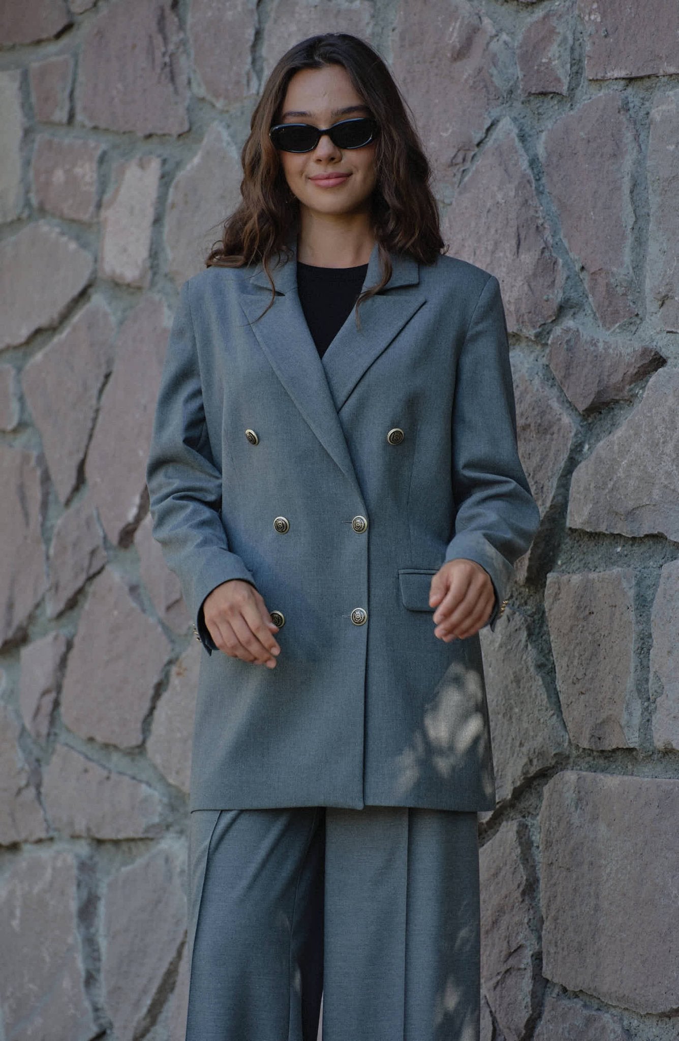 Gabardin Gri Dad Ceket - Fatma Atasoy
