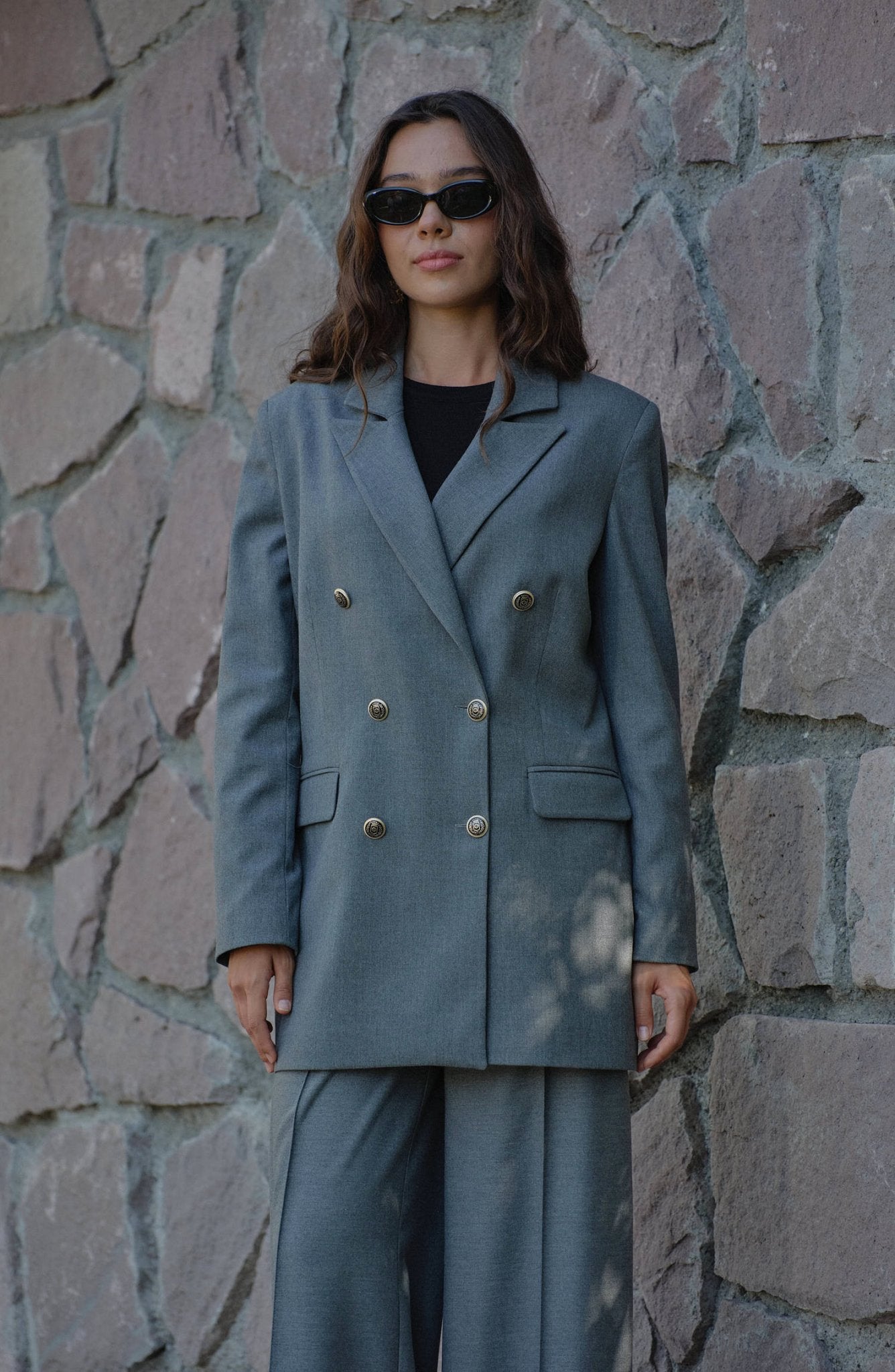 Gabardin Gri Dad Ceket - Fatma Atasoy