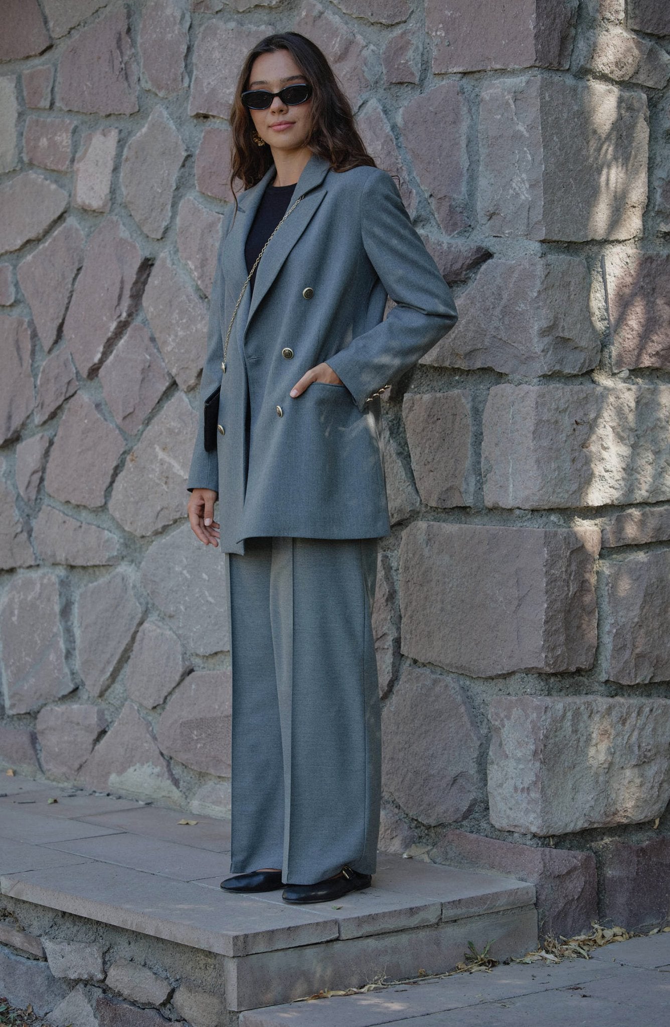 Gabardin Gri Dad Ceket - Fatma Atasoy