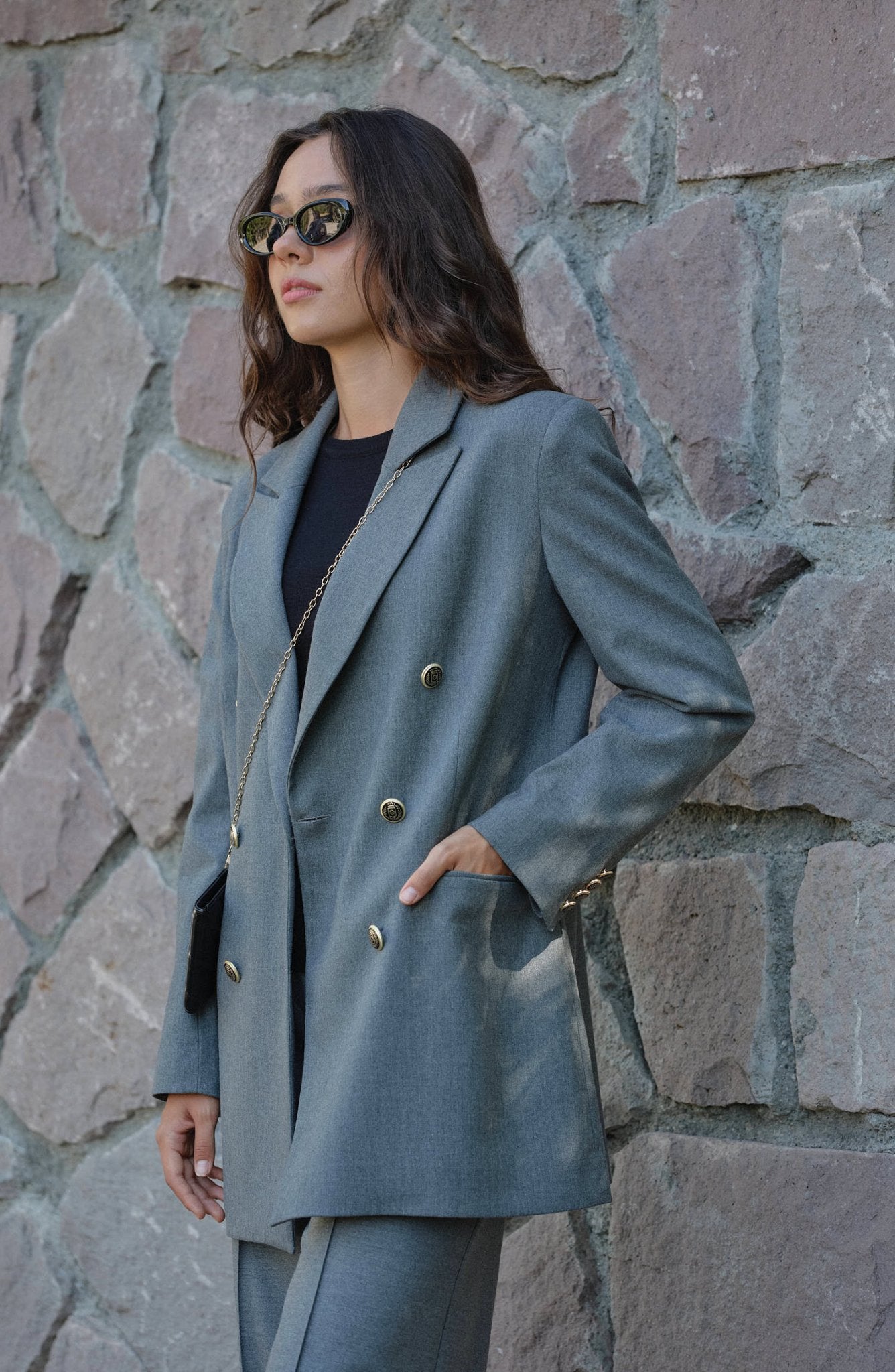 Gabardin Gri Dad Ceket - Fatma Atasoy
