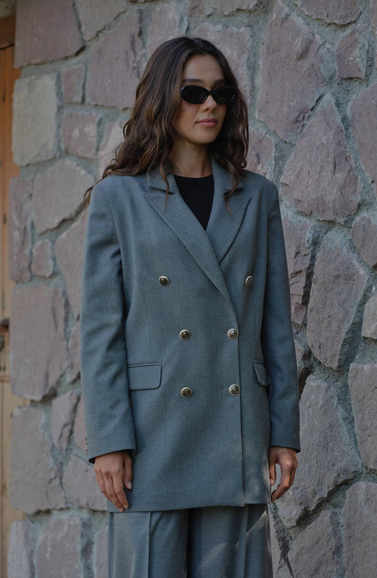 Gabardin Gri Dad Ceket - Fatma Atasoy