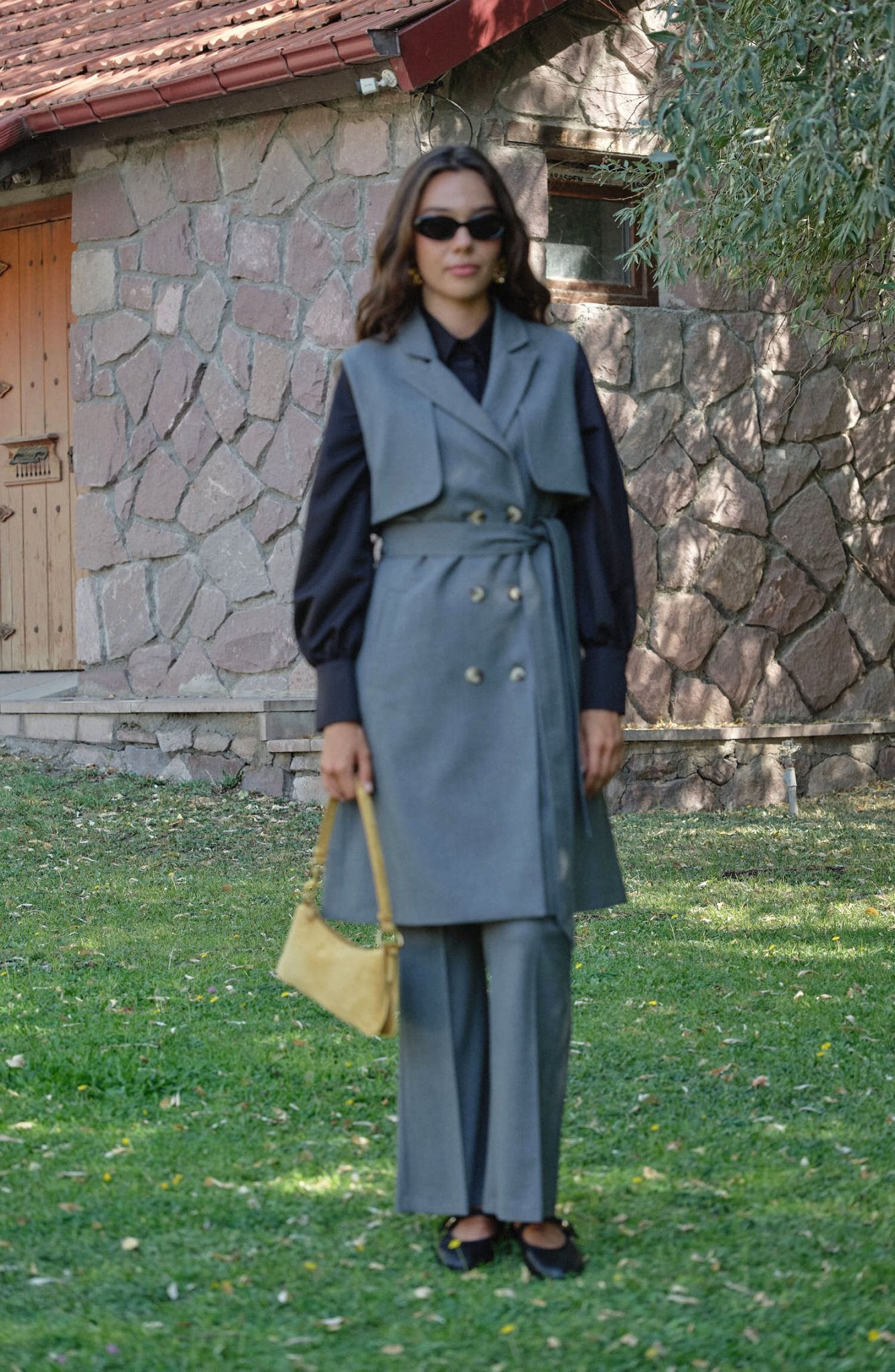 Gabardin Gri İspanyol Paça Pantolon - Fatma Atasoy