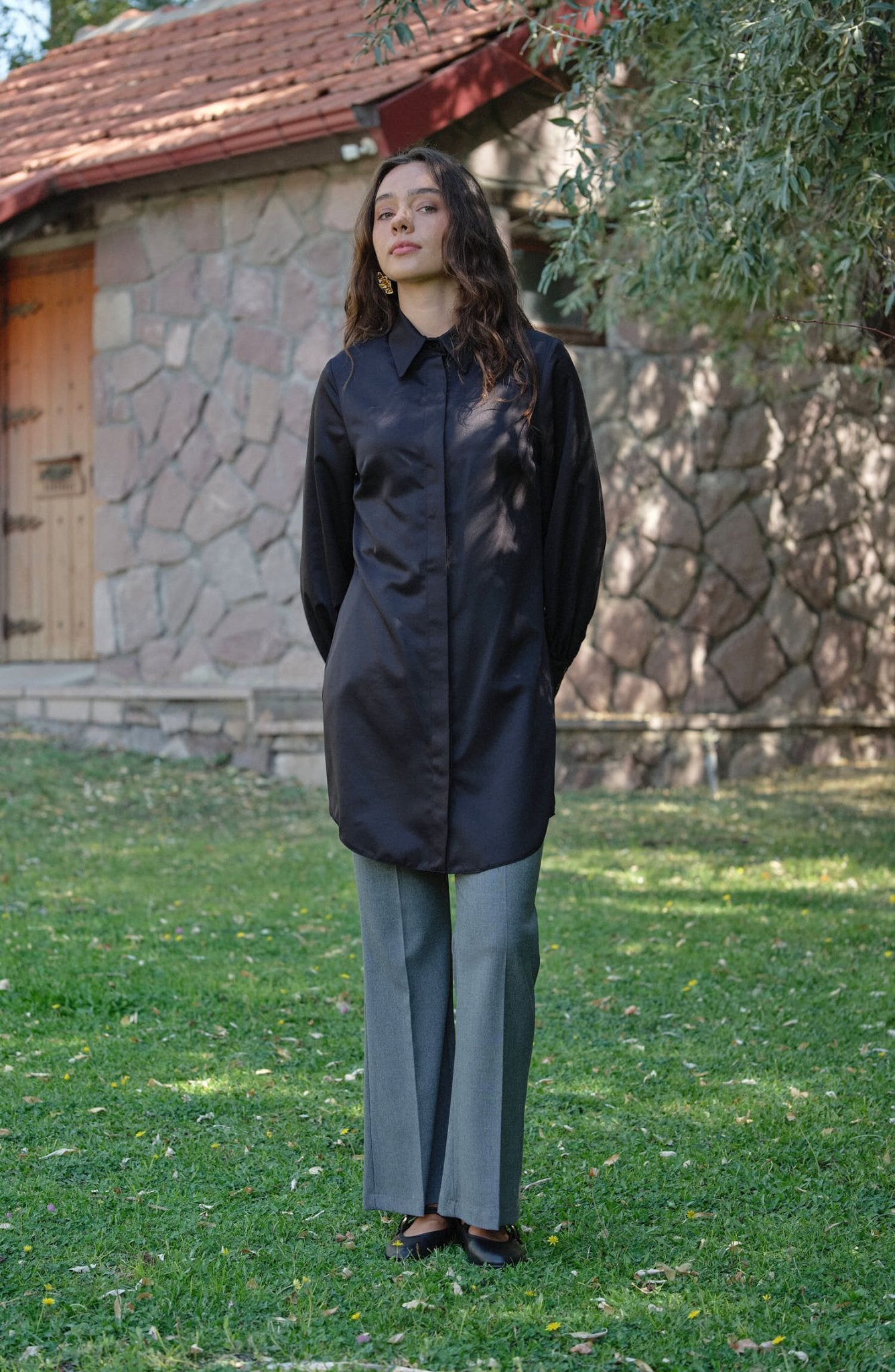 Gabardin Gri İspanyol Paça Pantolon - Fatma Atasoy